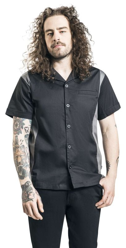 Gothicana By Emp "Rattlesnake Bowling Shirt" Short-sleeved Shirt Black-grey By Chet Rock