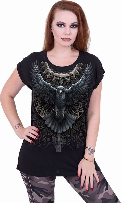 Gothicana By Emp "Raven Skull" T-Shirt Black By Spiral