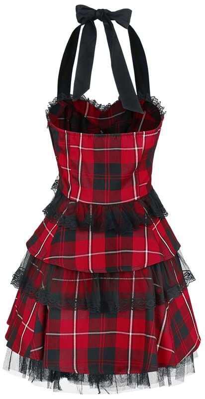 Gothicana By Emp "Red Tartan Gothic Dress" Mini Dress Black-red By H&R London