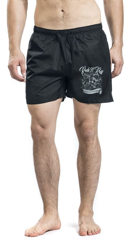 Gothicana By Emp "RnR Till Death" Swim Shorts Black By RnR Till Death