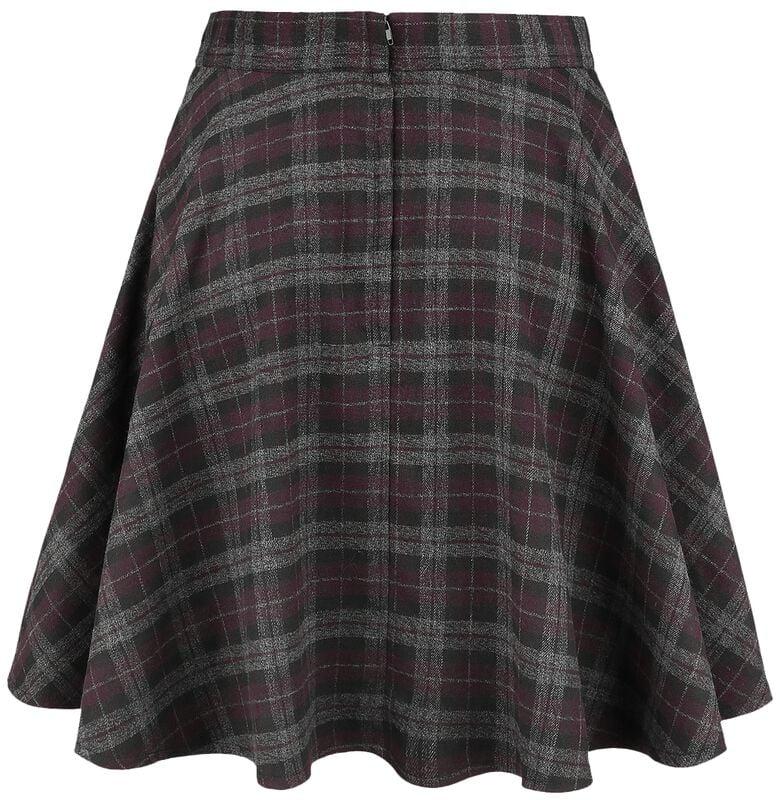 Gothicana By Emp "Rock Check Flared Skirt" Mini Skirt Grey-purple By Banned Retro