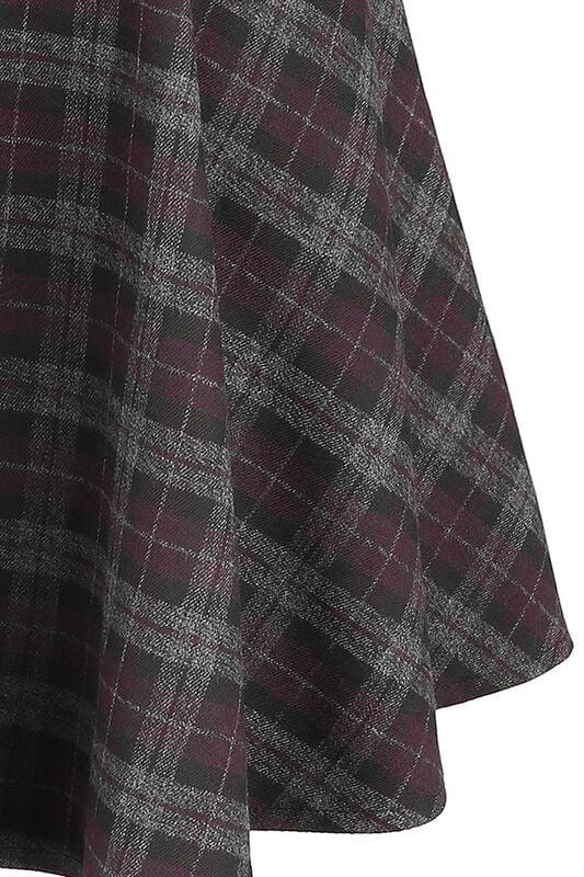 Gothicana By Emp "Rock Check Flared Skirt" Mini Skirt Grey-purple By Banned Retro