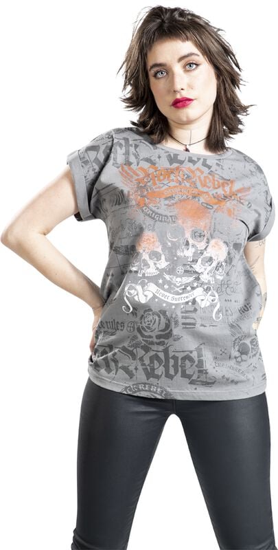 Gothicana By Emp "Rock Rebel By EMP" T-Shirt Grey By Rock Rebel By EMP