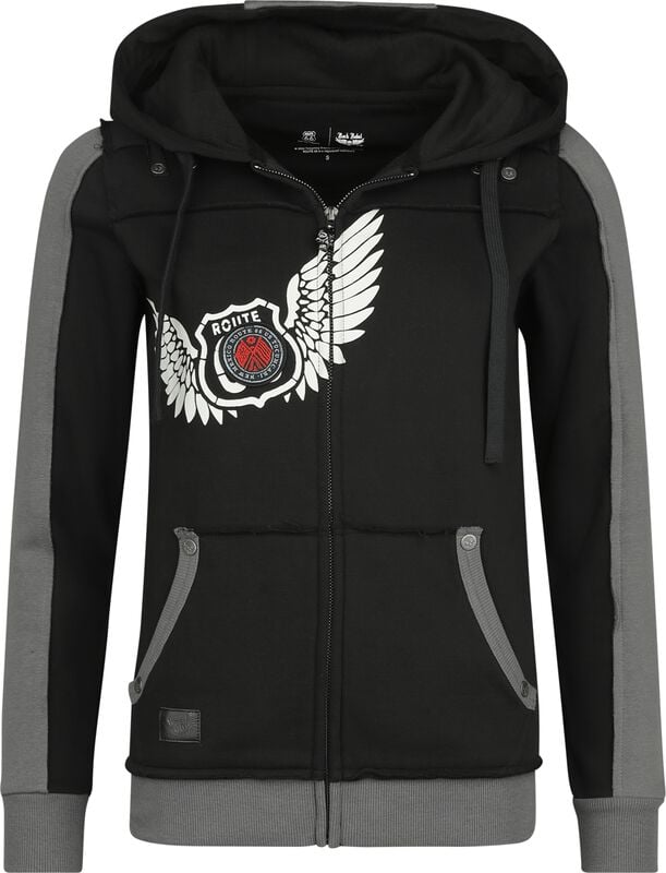 Gothicana By Emp "Rock Rebel X Route 66 - Hoody Jacket" Hoodie Jacket Black By Rock Rebel By EMP