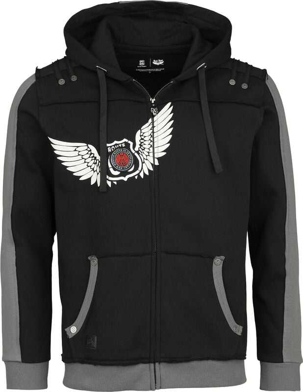 Gothicana By Emp "Rock Rebel X Route 66 - Hoody Jacket" Hoodie Jacket Black By Rock Rebel By EMP