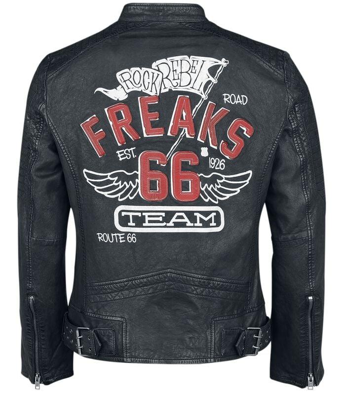 Gothicana By Emp "Rock Rebel X Route 66 - Leather Jacket" Leather Jacket Black By Rock Rebel By EMP