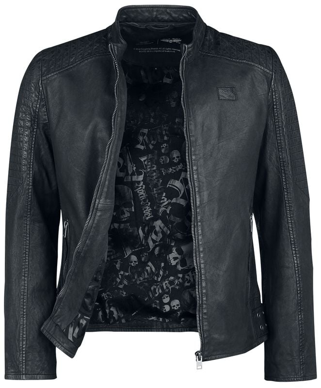 Gothicana By Emp "Rock Rebel X Route 66 - Leather Jacket" Leather Jacket Black By Rock Rebel By EMP