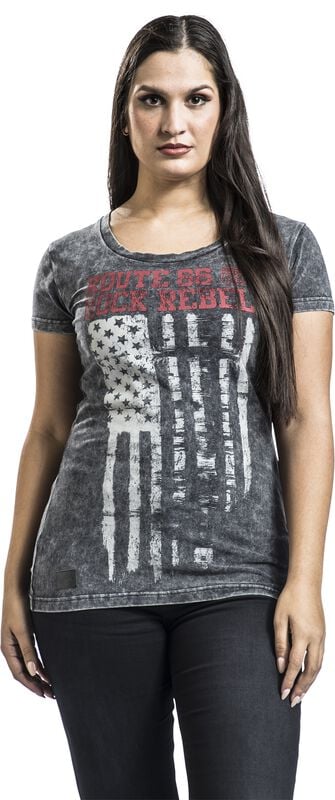 Gothicana By Emp "Rock Rebel X Route 66 - T-Shirt" T-Shirt Black By Rock Rebel By EMP