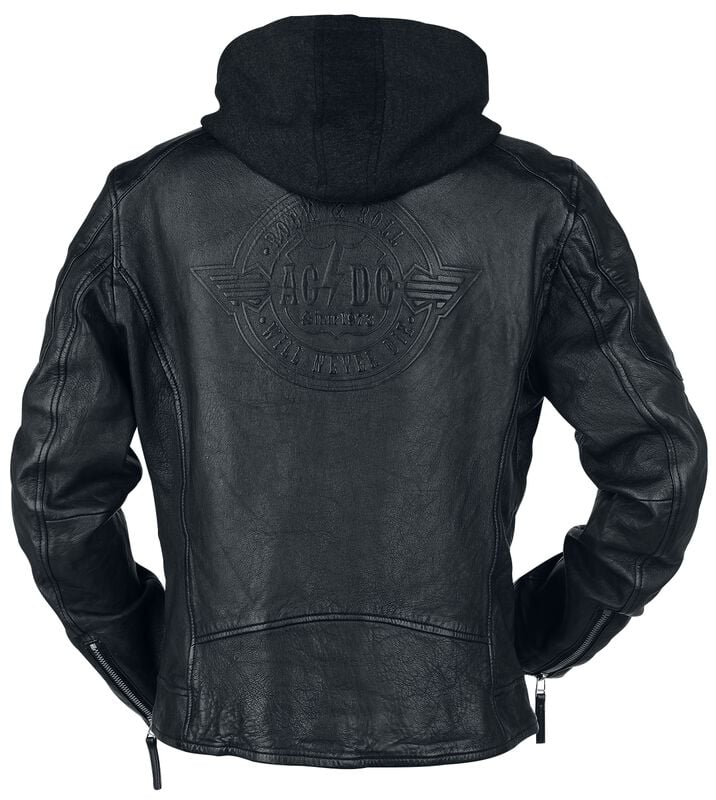 Gothicana By Emp "Rock & Roll - Will Never Die" Leather Jacket Black By AC/DC