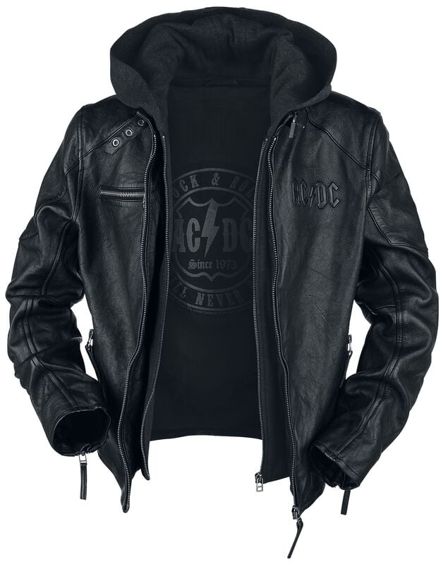 Gothicana By Emp "Rock & Roll - Will Never Die" Leather Jacket Black By AC/DC
