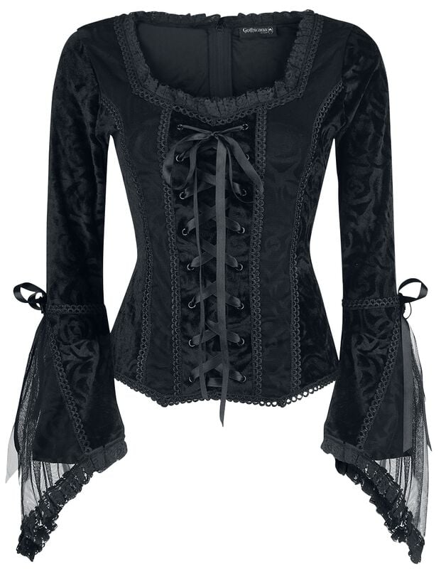 gothicana by emp "Rosemary" Long-sleeve Shirt black by Gothicana by EMP