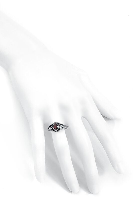 Gothicana By Emp "Ruby" Ring Silver-coloured By EtNox
