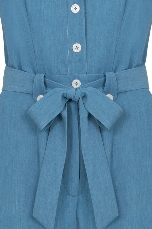 Gothicana By Emp "Rylee Jumpsuit" Jumpsuit Blue-white By Hell Bunny