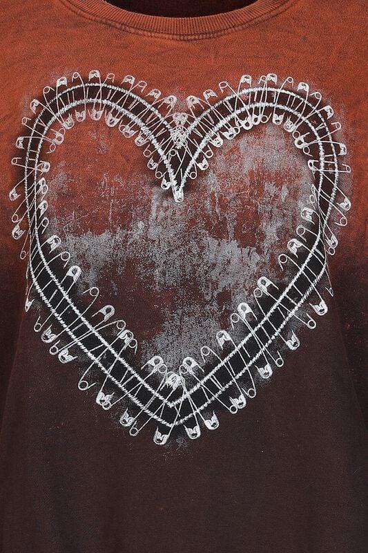 Gothicana By Emp "Safety Pin Heart" Sweatshirt Brown By Outer Vision