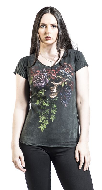 Gothicana By Emp "Sasha" T-Shirt Grey By Alchemy England