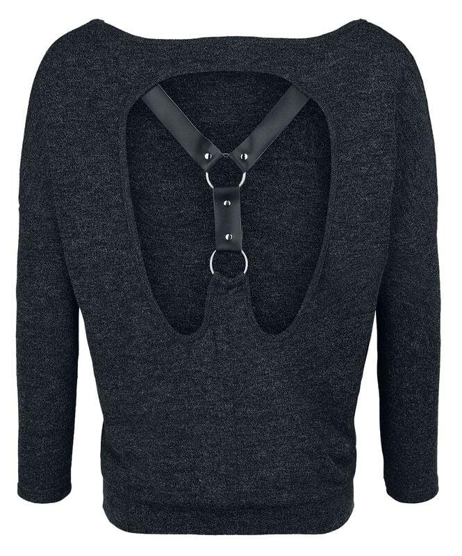 Gothicana By Emp "Shirt With Harness Detail On Back" Long-sleeve Shirt Black By Rock Rebel By EMP
