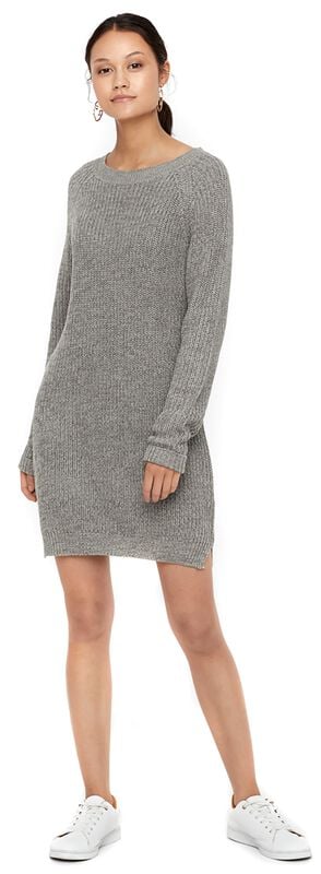 Gothicana By Emp "Siesta O-Neck Knit Dress" Mini Dress Mottled Grey By Noisy May
