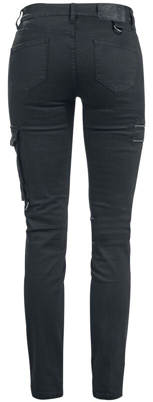 Gothicana By Emp "Skarlett - Black Jeans With Variable Hem" Jeans Black By Black Premium By EMP