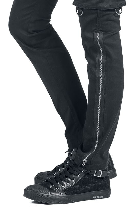 Gothicana By Emp "Skarlett - Black Jeans With Variable Hem" Jeans Black By Black Premium By EMP