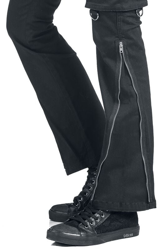 Gothicana By Emp "Skarlett - Black Jeans With Variable Hem" Jeans Black By Black Premium By EMP