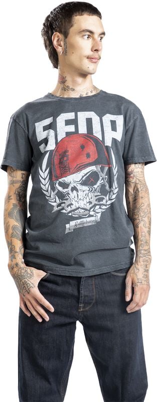 Gothicana By Emp "Skull Battleborn" T-Shirt Charcoal By Five Finger Death Punch