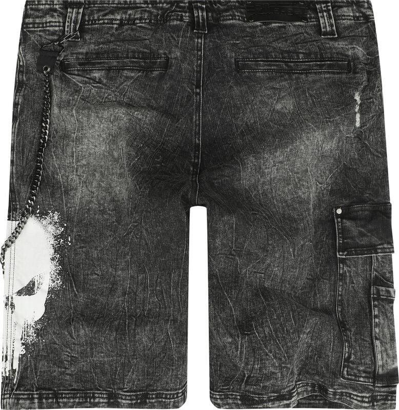 Gothicana By Emp "Skull" Shorts Black Denim By The Punisher