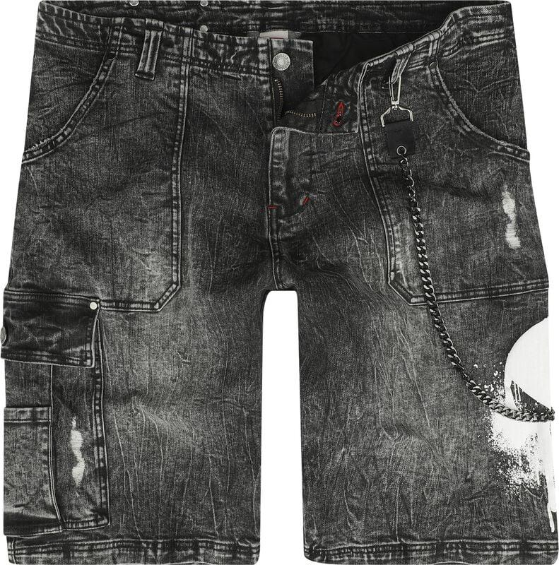 gothicana by emp "Skull" Shorts black denim by The Punisher