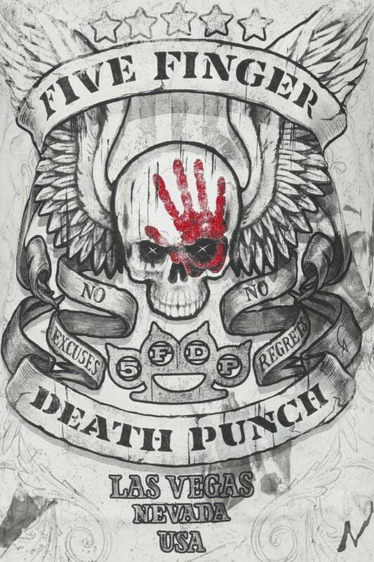 Gothicana By Emp "Skull" T-Shirt White-grey By Five Finger Death Punch