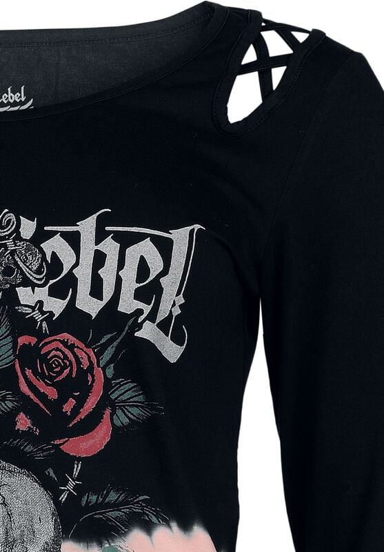 Gothicana By Emp "Skulls & Details" Long-sleeve Shirt Black-pink By Rock Rebel By EMP
