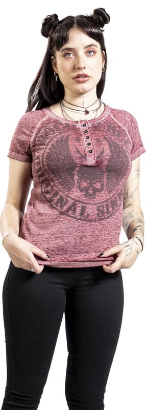 Gothicana By Emp "Skulls & Details" T-Shirt Burgundy By Rock Rebel By EMP