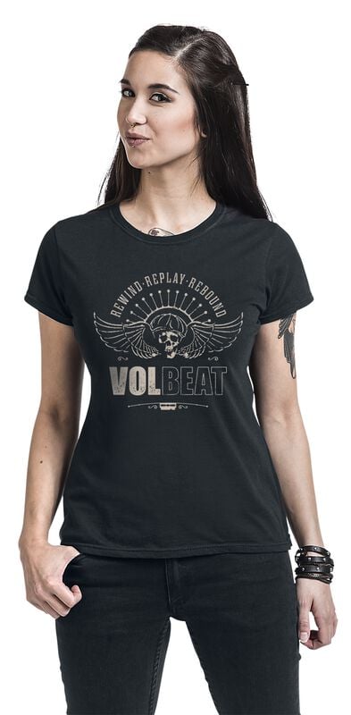 Gothicana By Emp "Skullwing - Rewind Replay Rebound" T-Shirt Black By Volbeat