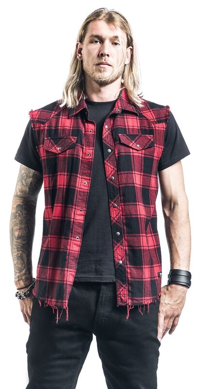 Gothicana By Emp "Sleeveless Checked Shirt" Short-sleeved Shirt Red-black By Brandit