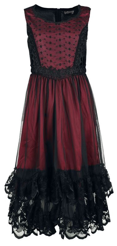 gothicana by emp "Sleeveless Lace Dress" Midi Dress black-red by Gothicana by EMP