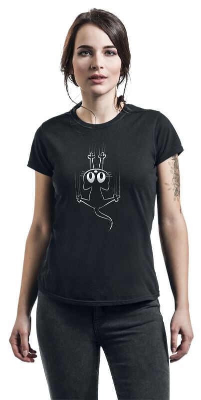 Gothicana By Emp "Slipping Cat" T-Shirt Black By Tierisch