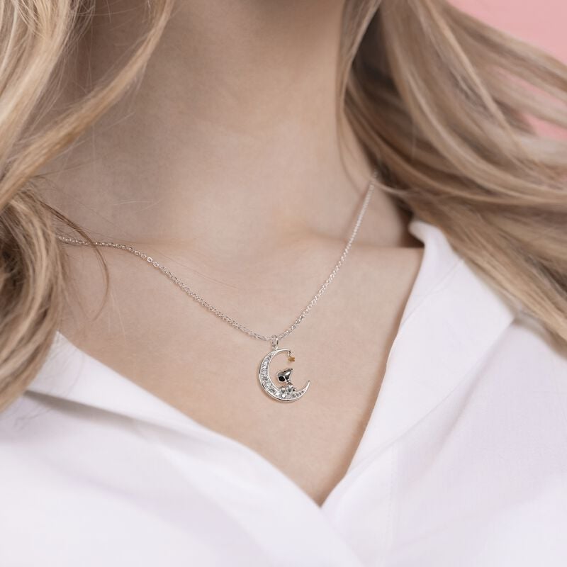 Gothicana By Emp "Snoopy And Moon" Necklace Silver-coloured By Peanuts