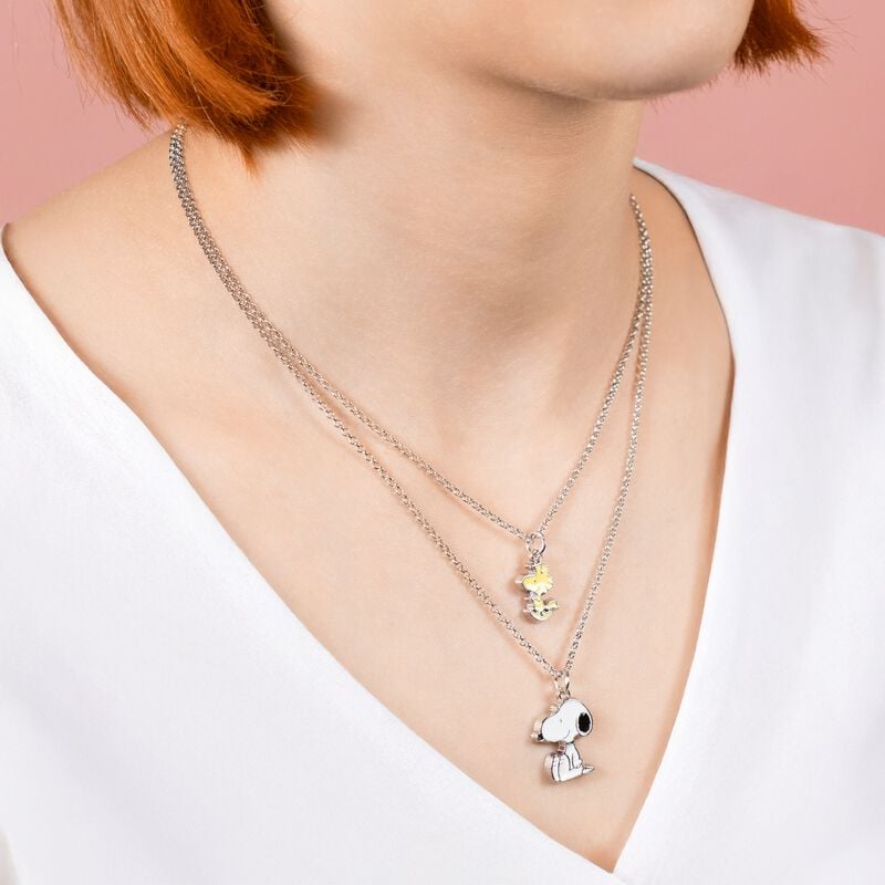 Gothicana By Emp "Snoopy & Woodstock (Set Of 2)" Necklace Silver-coloured By Peanuts
