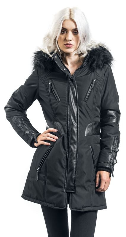 Gothicana By Emp "So Damn Obvious" Winter Jacket Black By Rock Rebel By EMP