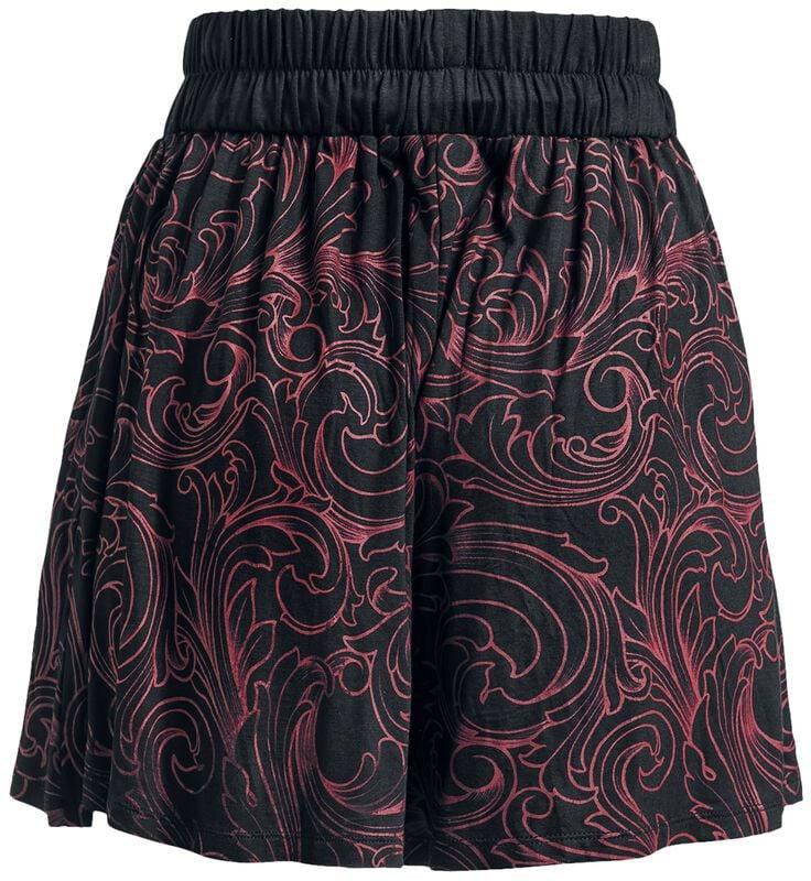 Gothicana By Emp "Soft Fabric Shorts With Red Decorations" Shorts Black By Black Premium By EMP
