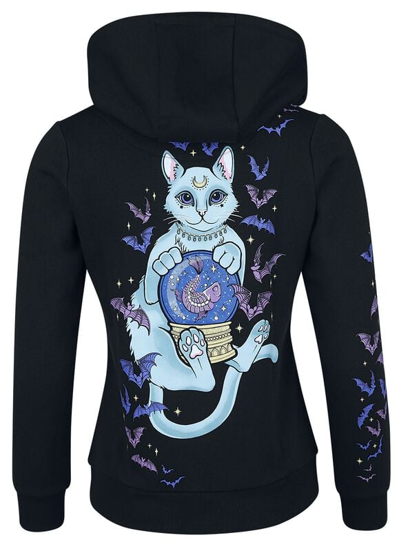 Gothicana By Emp "Soothsayer Cat Zipped Hoodie" Hoodie Jacket Black By Full Volume By EMP