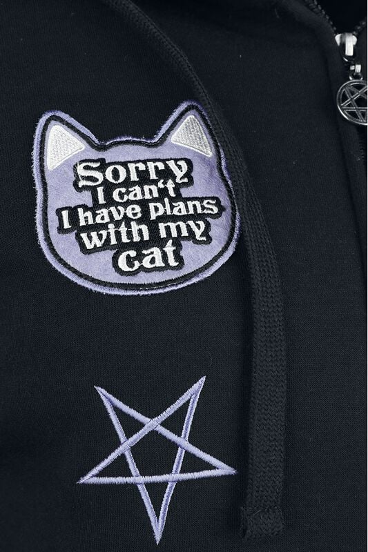 Gothicana By Emp "Sorry I Have Plans With My Cat" Hoodie Jacket Black By Gothicana By EMP