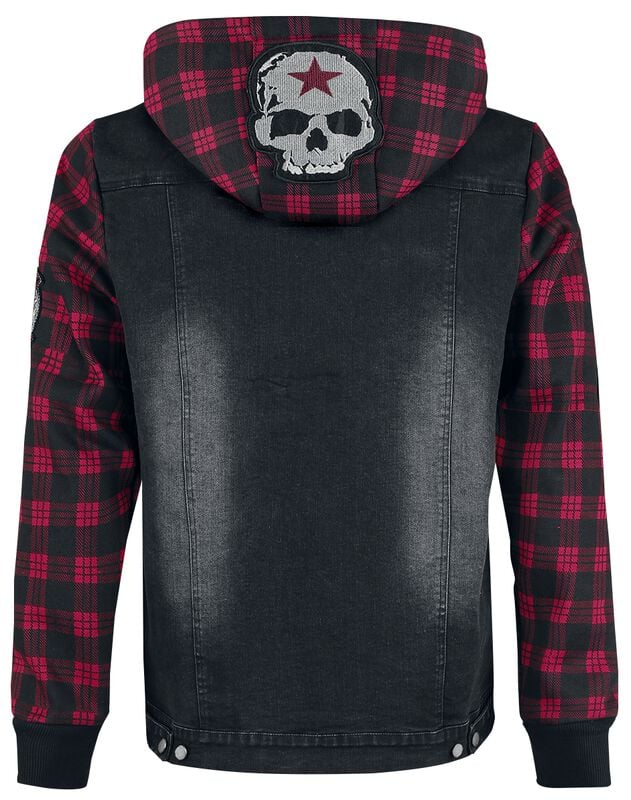 Gothicana By Emp "Sound Check" Jeans Jacket Black-red By Rock Rebel By EMP