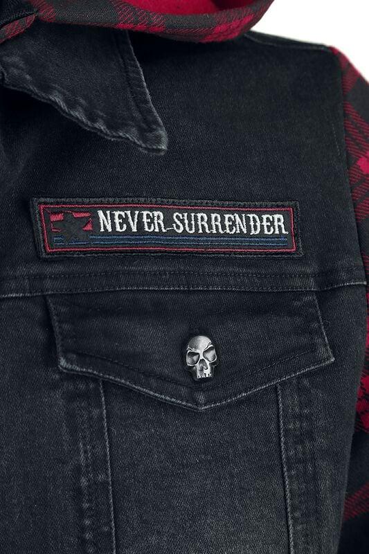 Gothicana By Emp "Sound Check" Jeans Jacket Black-red By Rock Rebel By EMP