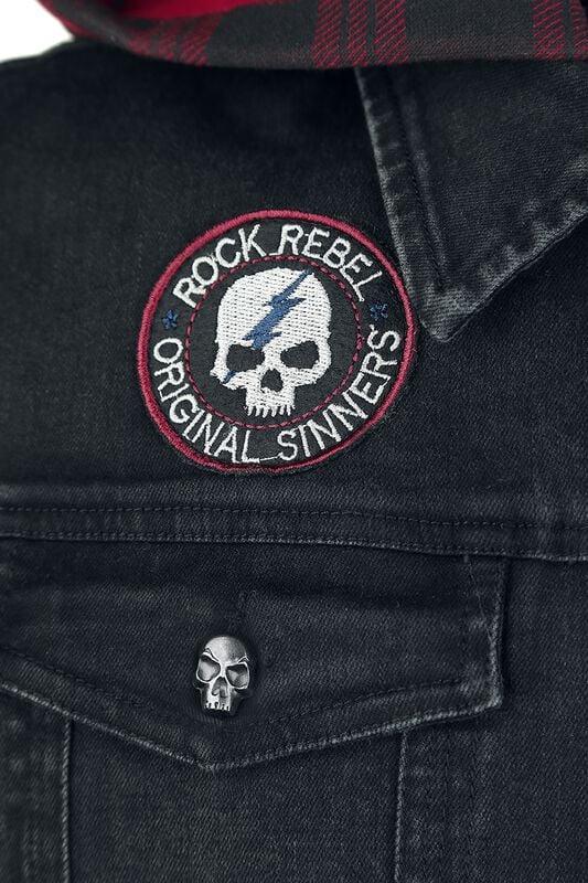 Gothicana By Emp "Sound Check" Jeans Jacket Black-red By Rock Rebel By EMP