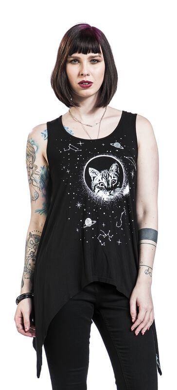 Gothicana By Emp "Space Cat Top" Top Black By Banned Alternative