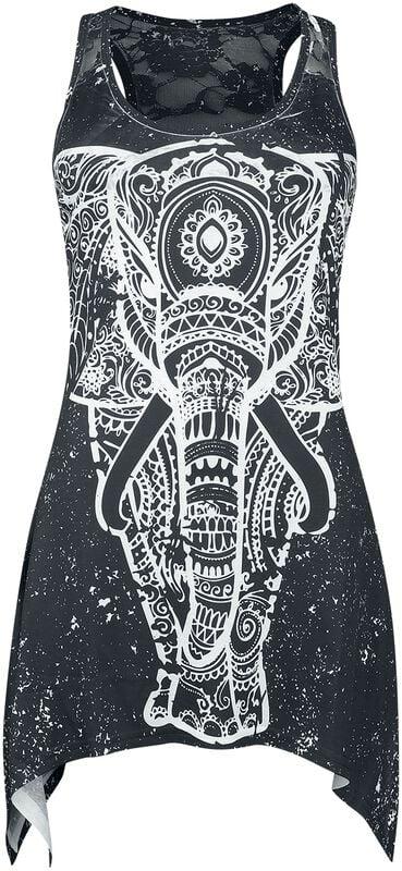 gothicana by emp "Spiritual Elephant Lace Panel Vest" Top black-white by Innocent