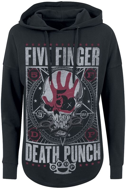 gothicana by emp "Star Skull" Hoodie black-used look by Five Finger Death Punch