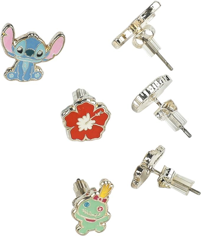Gothicana By Emp "Stitch Hibiscus & Scrump Ear Stud Set" Earring Set Multicolour By Lilo & Stitch