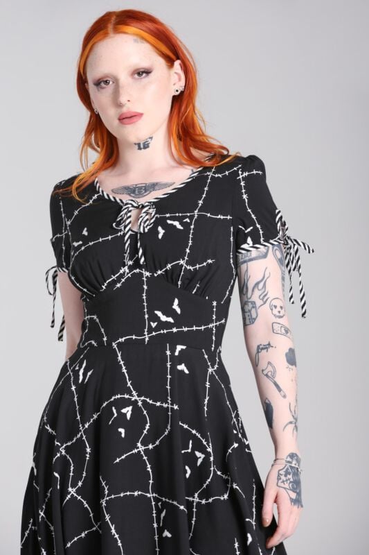 Gothicana By Emp "Stitches Midi Dress" Mini Dress Black By Hell Bunny
