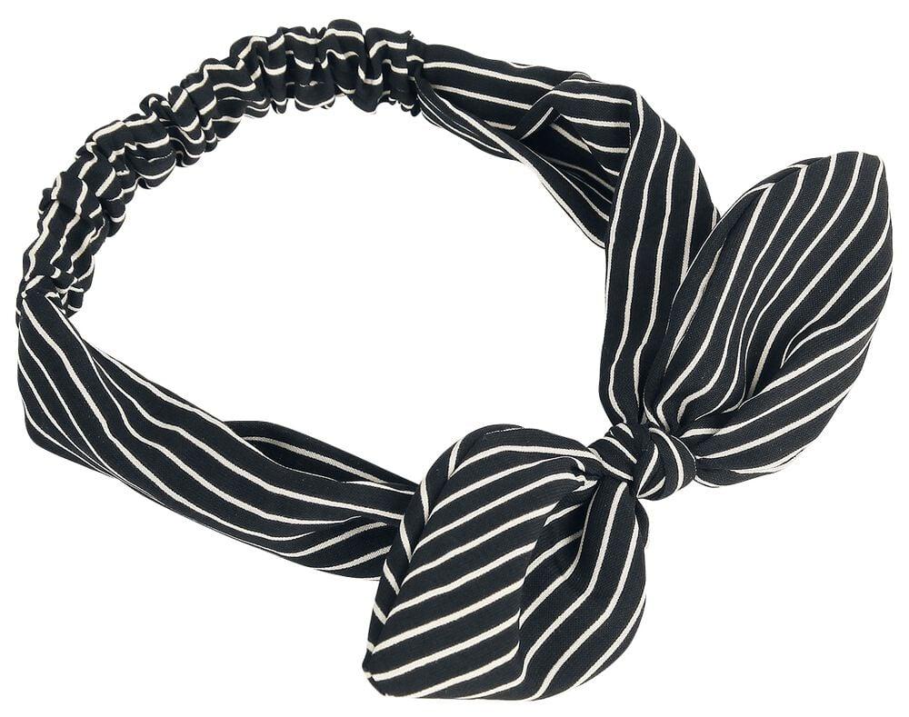 Gothicana By Emp "Striped Bow" Hairband Black-white By Banned Alternative