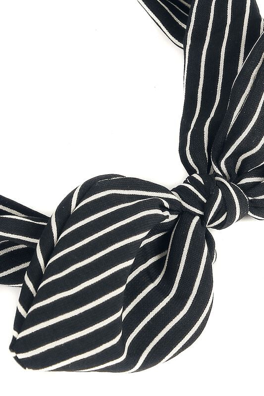 Gothicana By Emp "Striped Bow" Hairband Black-white By Banned Alternative